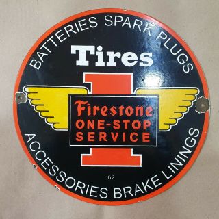 Firestone Tires Vintage Porcelain Sign.