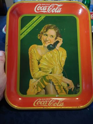 1930 Coca Cola Tray - Lady On Telephone - American Art Inc.  Ohio