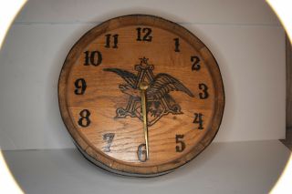 Vintage Anheuser Busch Beer Barrel Clock,  10 " Diameter,  5 " Deep,  Take Aa Battery