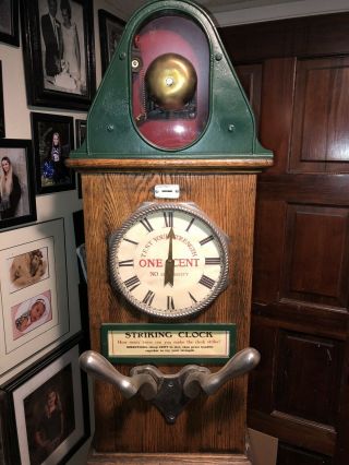Early Arcade Striking Clock Machine One Cent