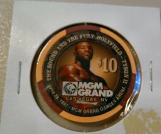 Casino Chip $10.  Boxing Mgm Grand Holyfield - Tyson The Sound & The Fury