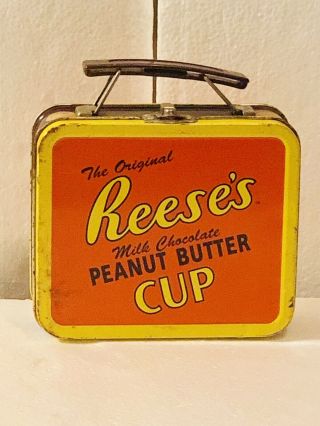 Vintage Reeses Peanut Butter Cups Metal Lunchbox W/ Candy Tin Sign Logo