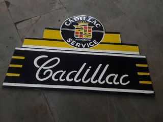 Porcelain Cadillac Service Enamel Sign Size 36 " X 24 " Inches Double Sided