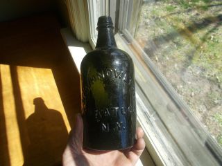 D.  A.  Knowlton Saratoga N.  Y.  Deep Green 1860s Quart Mineral Water Bottle Whittled