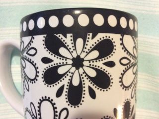 Mr Coffee Collectible Black White Ceramic Fun Floral Decal Mug 16 ounces 2