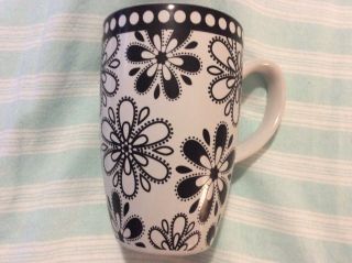 Mr Coffee Collectible Black White Ceramic Fun Floral Decal Mug 16 ounces 4