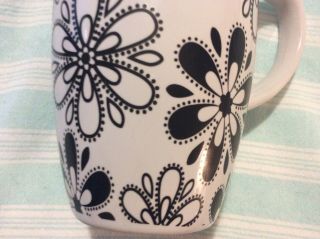 Mr Coffee Collectible Black White Ceramic Fun Floral Decal Mug 16 ounces 5