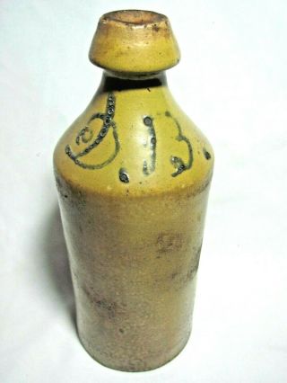 Antique Pottery Ginger Beer Bottle Crock Flow Blue Initials D.  B.  Stoneware