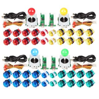 Arcade Stick Kits 4 Player Diy Pc Game Controller 5v Led Buttons 4 Colors