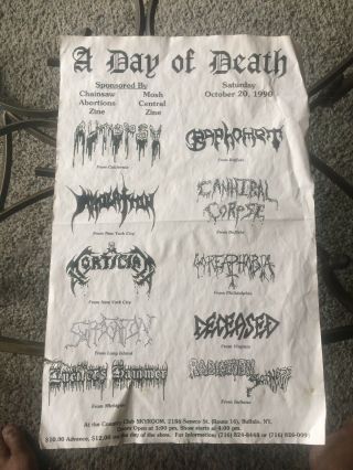 Autopsy/ Mortician/ A Day Of Death Flyer 1990 Cannibal Corpse/ Immolation Rare