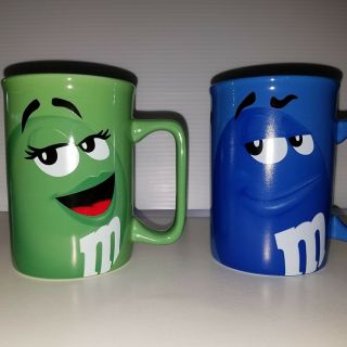 M&m Coffee Mug Set Of 2 Blue And Green