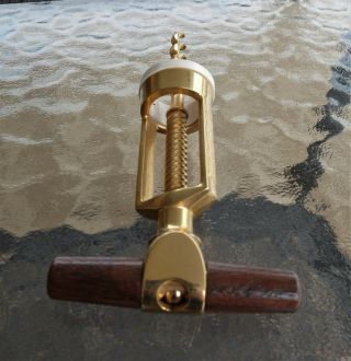 Vintage Brass Wine Bottle Opener Corkscrew Wooden Handle 8