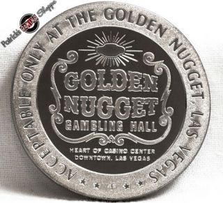 $5 FULL PROOF STERLING SILVER SLOT TOKEN GOLDEN NUGGET CASINO 1967 FM VEGAS 2