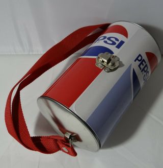 Pepsi Cola Soda Can Purse Cylinder Tin Red Strap Handbag Clutch