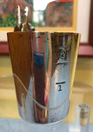 Vintage Silver - Plated Metal Shot Glass by NAPIER 2 - Finger Peace Sign 2 oz 2