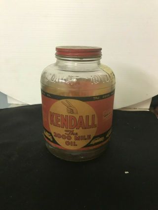 Kendall Oil Can Paper Label With Lid " The 2000 Mile Oil "