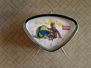Hmo Co.  Yellow Triangle Curious George Alarm Clock Footed Retro Style Vgc 8 - 7