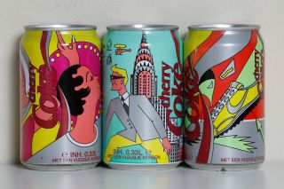 1992 Cherry Coke / Coca Cola 3 Cans Set From The Netherlands,  Pop Art