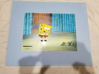 Spongebob Animation Production Cel Autographed By Stephen Hillenburg