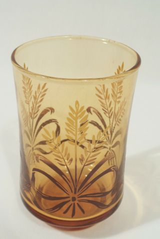 Vtg MCM Libbey Juice Drinking Glasses Wheat Amber Gold Yellow Brown Bow Set 6 5