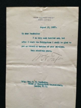 William H.  Taft - Typed Letter Signed 08/17/1907