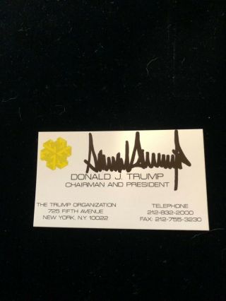 Donald Trump Signed Business Card Fifth Ave.  Address