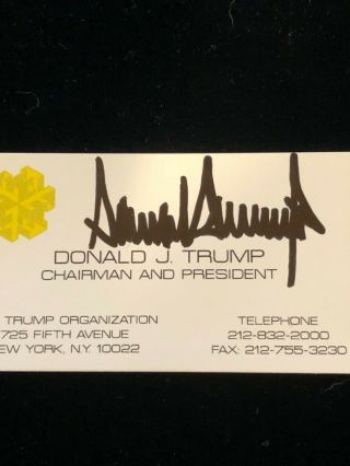 Donald Trump signed Business card Fifth ave.  Address 3