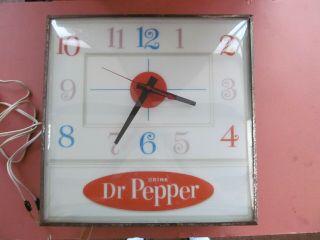 Vintage Dr Pepper Wall Clock Sign Advertising Soda Fountain Cafe Casino