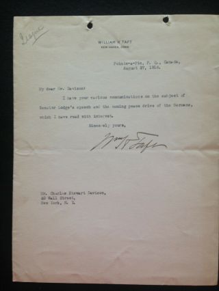 William Howard Taft Signed Letter - 1918