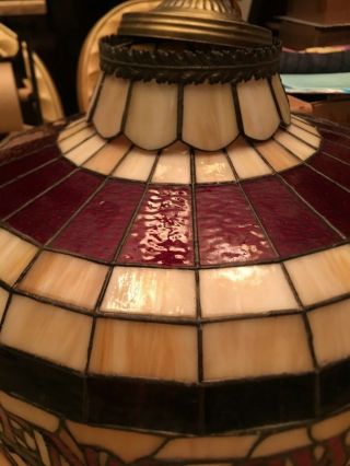 Vintage Swensen’s Ice Cream Stained Glass Tiffany Style Hanging Lamp 2