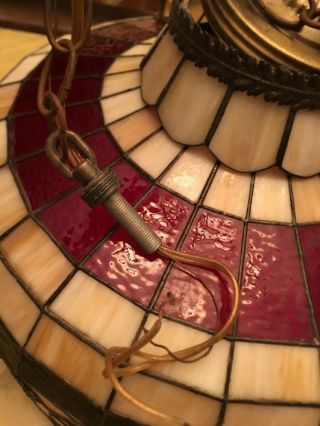 Vintage Swensen’s Ice Cream Stained Glass Tiffany Style Hanging Lamp 4