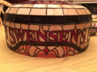 Vintage Swensen’s Ice Cream Stained Glass Tiffany Style Hanging Lamp 7