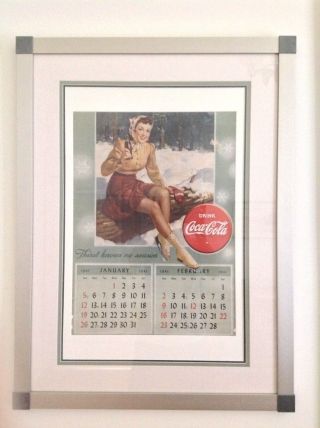 Vintage 1941 Coca - Cola Calendar,  Coke Skater Girl Calendar,  Vintage Coke