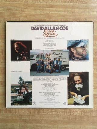 DAVID ALLAN COE RIDES AGAIN Vinyl LP 1977 Columbia Records 2