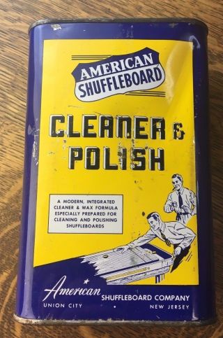 Vintage American Shuffleboard Cleaner & Polish Tin Full