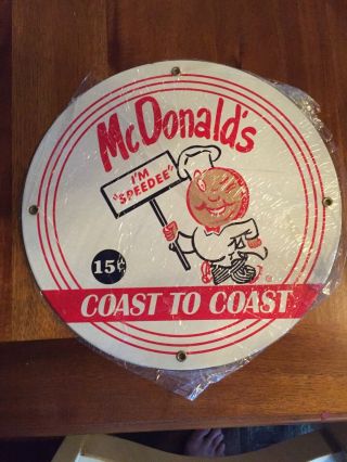 Ande Rooney Mcdonalds I’m Speedee Coast To Coast Porcelain Vintage Style Sign