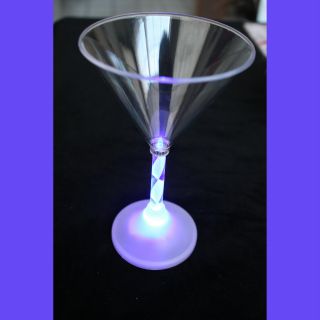 LED Light Up FLASHING MARTINI COCKTAIL GLASSES Multi Color Luau Tiki Bar - 4pc SET 2