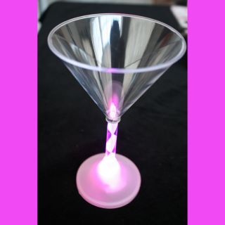 LED Light Up FLASHING MARTINI COCKTAIL GLASSES Multi Color Luau Tiki Bar - 4pc SET 3