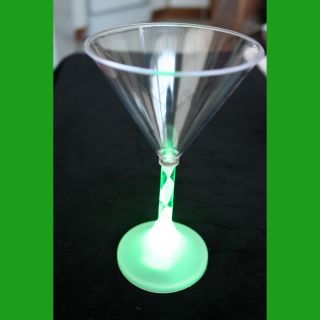 LED Light Up FLASHING MARTINI COCKTAIL GLASSES Multi Color Luau Tiki Bar - 4pc SET 4