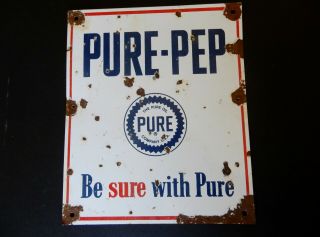 Vintage Pure Gasoline Porcelain Sign,  Service Station,  Gas,  Oil,  Pump Plate