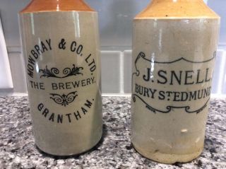 2 Blob top 7” tall vintage ginger beer bottles 2