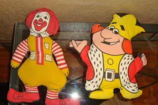 Vintage 1973 Burger King & Mcdonalds 1967 Ronald Mcdonald Plush Dolls Pillows