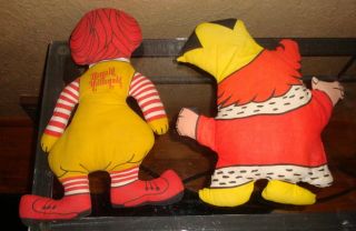 Vintage 1973 BURGER KING & McDONALDS 1967 Ronald McDonald Plush Dolls pillows 2