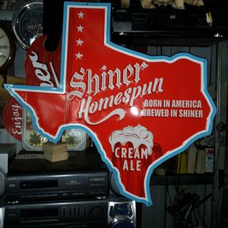 Shiner Texas Homespun Cream Ale Beer 32 " X 31 " Tin Sign Brewery Alcohol Tin