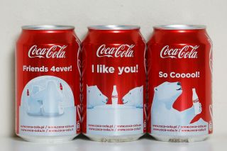 2012 Coca Cola 3 Cans Set From Poland / Est / Lat / Lit,  Polar Bears
