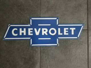 Vintage Chevrolet Gm Porcelain Sign Service Station Gas Oil Bowtie Trucks