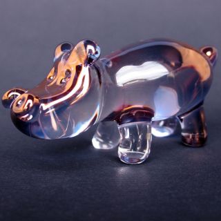 Hippo Hippopotamus Figurine Hand Blown Glass Crystal