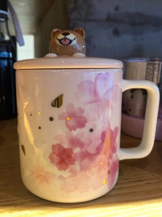 Starbucks 2019 China Pink Sakura The Pet Dog Mug Cup 10oz