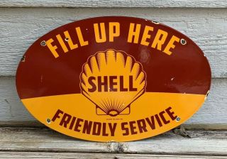 Shell Porcelain Sign Oil Gas Vintage Performance Parts Pump Plate
