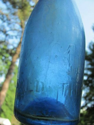1850 ' s M McCORMACK RICHMOND VA.  LIGHT COBALT BLUE IRON PONTIL SODA BOTTLE 7